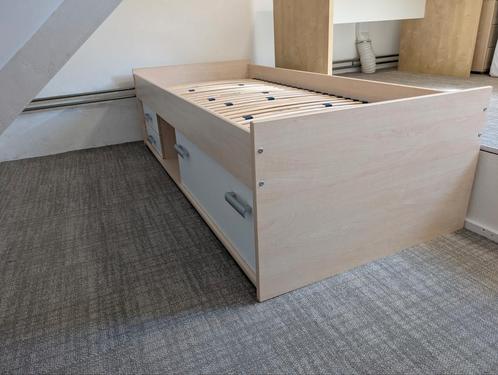 Éénpersoons bedframe incl. lattenbodem mét opslag - Delft, Huis en Inrichting, Slaapkamer | Bedden, Zo goed als nieuw, Eenpersoons