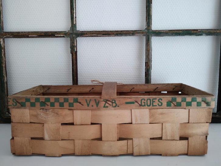 Vintage V.V.Z.B. Goes Houten Mand, Antiek en Kunst, Curiosa en Brocante, Ophalen of Verzenden