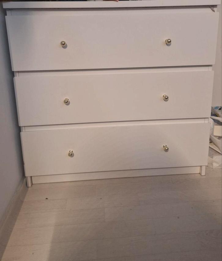 Witte Commode met 3 Lades, Huis en Inrichting, Kasten | Dressoirs, Gebruikt, 50 tot 100 cm, 25 tot 50 cm, Met lade(s), Kunststof