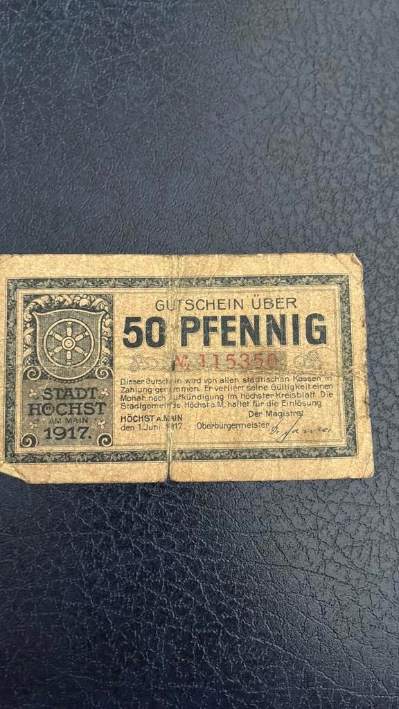 Stadt Hochst 50 pfennig 1917, Ophalen of Verzenden, Duitsland