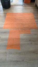 2 coupons Vintage Retro Oranje fijn bewerkte Vitrage stof, Hobby en Vrije tijd, Stoffen en Lappen, 120 cm of meer, Ophalen of Verzenden