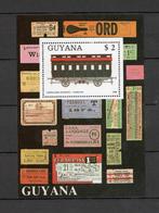 Trein zegelblok Guyana 1988 blok 33, Ophalen of Verzenden, Postfris, Treinen