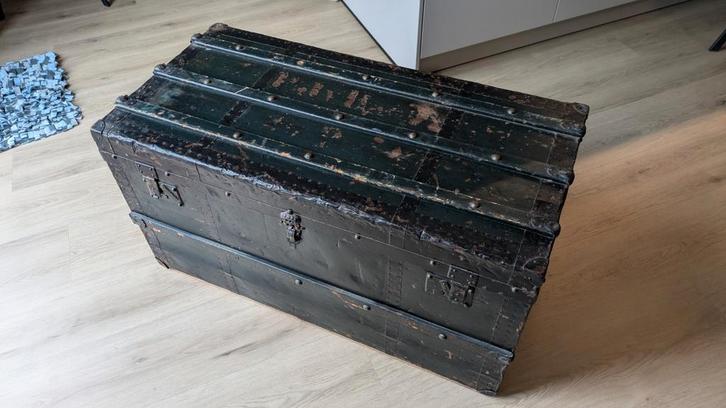 Oude Vintage Reiskist / Dekenkist, Huis en Inrichting, Woonaccessoires | Kisten, Gebruikt, 50 tot 75 cm, 75 tot 100 cm, 50 tot 100 cm