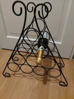 Zwart metalen wijnrek, Huis en Inrichting, Woonaccessoires | Wijnrekken, Ophalen, Gebruikt, Metaal, 5 tot 15 flessen