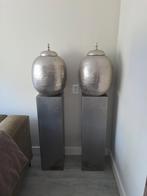 2 zgan grote aluminium sierpotten, Tuin en Terras, Ophalen, Steen, Rond, Zo goed als nieuw
