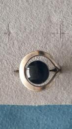 Prachtige 3D zilveren ring met zwarte onyx, Sieraden, Tassen en Uiterlijk, Ringen, Ophalen of Verzenden, Zo goed als nieuw, 17 tot 18