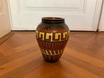 Vintage Aardewerken Vaas met Decoratie, Ophalen of Verzenden