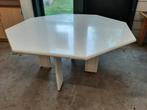 8-hoekige witte tafel met stalen frame, Ophalen, Gebruikt, 150 tot 200 cm, Vijf personen of meer