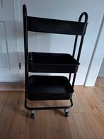 Roltafel, keukentrolley en prullenbakje, zwart, Huis en Inrichting, Ophalen, Zo goed als nieuw