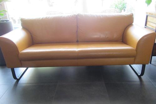 bankstel, Huis en Inrichting, Banken | Bankstellen, Gebruikt, Rechte bank, Tweepersoons, 150 tot 200 cm, 75 tot 100 cm, Leer, Ophalen