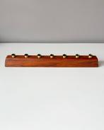 Vintage kandelaar | Teak en messing, Bruin, Ophalen of Verzenden, Hout, A