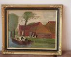 Schilderij hout Giethoorn molenweg ? gesign J S Gaander (?)., Antiek en Kunst, Kunst | Schilderijen | Klassiek, Ophalen