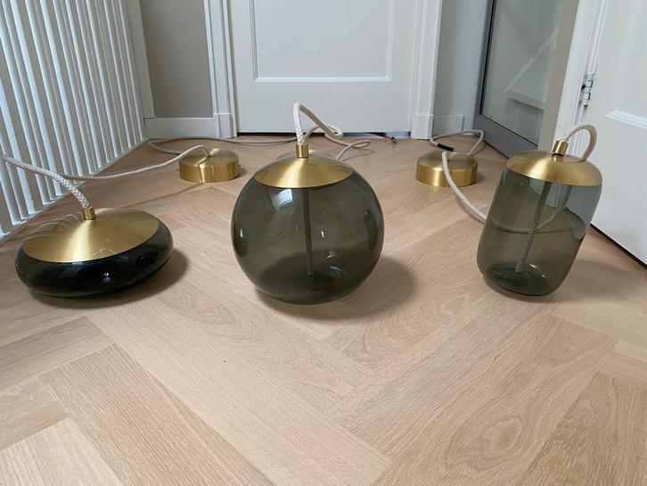 3 Brokis Knot Hanglampen - Design Verlichting, Huis en Inrichting, Lampen | Hanglampen, Gebruikt, 75 cm of meer, Glas, Ophalen