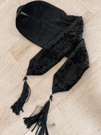 Antieke Velvet Zwarte Stola met Kwasten, Antiek en Kunst, Ophalen of Verzenden, Dames
