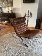 Bruin buffelleer arne norell ari lounge chair, eames, Ophalen, Gebruikt