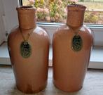 2 Grote Zalmkleurige Vazen, Huis en Inrichting, Overige kleuren, Ophalen of Verzenden, Minder dan 50 cm, Glas