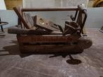 Antieke vintage houten timmerman gereedschap in leuke kist, Ophalen