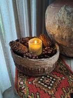 Stoere landelijke oude leemmand, Ophalen of Verzenden, Gebruikt, Rond, Mand