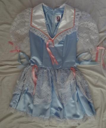 Leuke blauw/roze/witte PRINSES/MARKIES/MARKIEZIN jurk  beschikbaar voor biedingen