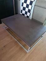 Set van bruine zilveren salontafel en bijzettafel, Ophalen, Gebruikt, 100 tot 150 cm, 50 tot 100 cm