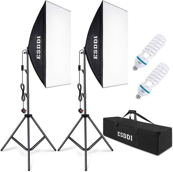 ESSDI Softbox Verlichting Set 2x Studiolamp, Huis en Inrichting, Lampen | Overige, Zo goed als nieuw, Ophalen