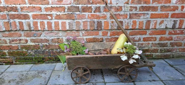 Antieke houten bolderkar - oude trekwagen, Antiek en Kunst, Curiosa en Brocante, Ophalen