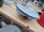 Vintage Emaille Schaal met Bloemmotief, Ophalen of Verzenden