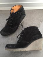 C146 Gabor: zwart suede-leren schoenen sleehak Maat 36 hak