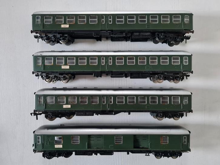 4 Fleischmann H0 DB rijtuigen 1504/1508, Hobby en Vrije tijd, Modeltreinen | N-Spoor, Gebruikt, Wagon, Gelijkstroom, Fleischmann