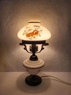 Vintage lamp tafellamp koper met glas., Ophalen of Verzenden