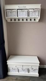 Kapstok en halbankje / garderobe set wit met mandjes, 100 tot 150 cm, Zo goed als nieuw, Hout, Ophalen
