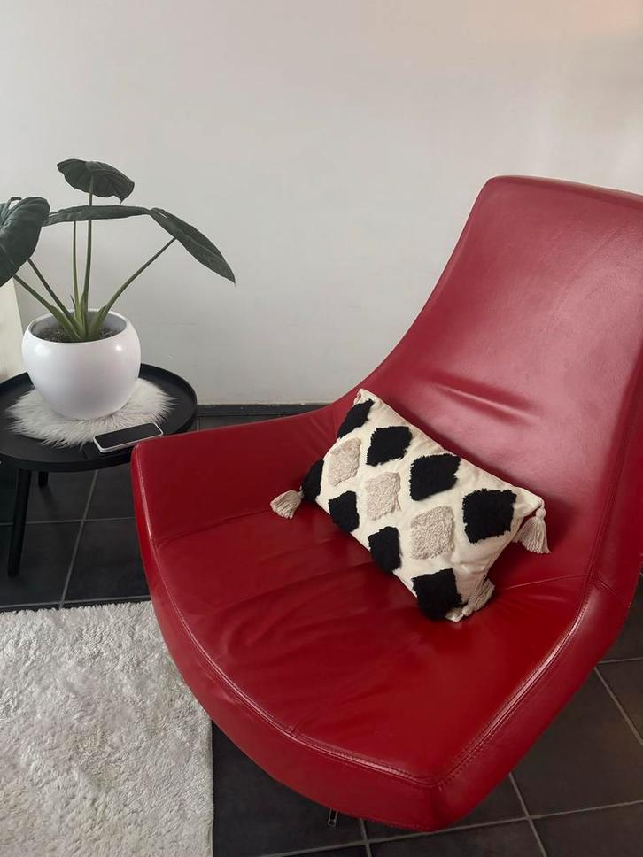 Leren draaifauteuil te koop, Huis en Inrichting, Fauteuils, Gebruikt, Leer, 75 tot 100 cm, Ophalen of Verzenden