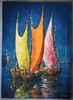 Vintage. Zeilschepen. Gesigneerd. Olieverf op doek., Ophalen of Verzenden