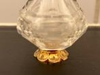 Parfumflesje met Voet Kristal 14 Karaat Goud Stopper 11cm, Ophalen of Verzenden, Gebruikt, Miniatuur