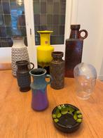 Diverse West Germany vazen, asbak en glazen hoofd, Huis en Inrichting, Woonaccessoires | Vazen, Ophalen, Gebruikt, Aardewerk of Porselein