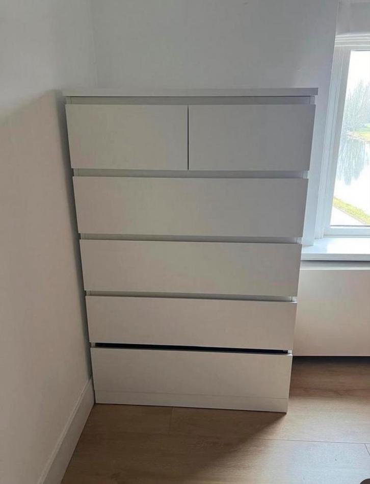 Ikea Malm ladekast met 6 lades, Huis en Inrichting, Kasten | Ladekasten, Gebruikt, 100 tot 150 cm, 50 tot 100 cm, 25 tot 50 cm