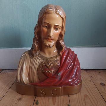  Lucky Vintage antiek Heilig Hart Christus beeld  beschikbaar voor biedingen