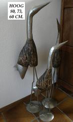 VOGEL HOUT MET METAAL, SET VAN 3, KRAANVOGEL, OOIEVAAR, Huis en Inrichting, Woonaccessoires | Overige, Ophalen of Verzenden, Gebruikt