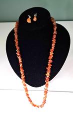 Prachtige 75 cm lange Carneool ketting 80 gram met oorbellen, Ophalen of Verzenden, Nieuw, Overige materialen, Met edelsteen