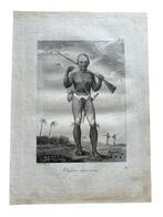 Gravure van een strijder uit Suriname: 1799, Antiek en Kunst, Kunst | Etsen en Gravures, Ophalen of Verzenden