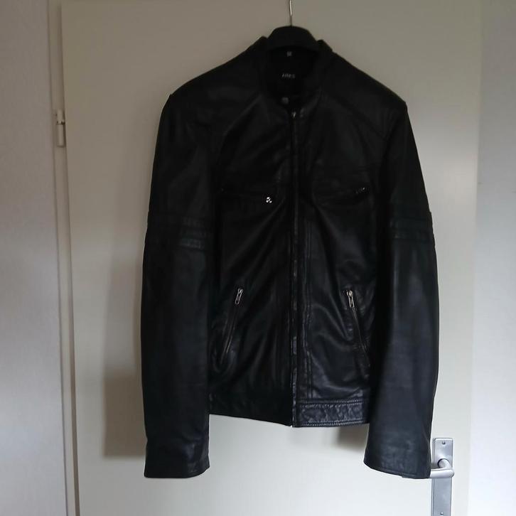 Zacht lederen leren leer biker jack jas maat 52 54 l xl, Kleding | Heren, Jassen | Zomer, Zo goed als nieuw, Maat 52/54 (L), Zwart