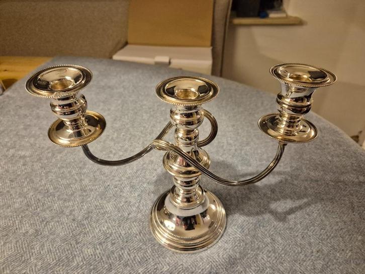 Verzilverde antieke Sheffield Kandelaars - Uitbreidbaar!, Antiek en Kunst, Antiek | Kandelaars, Zilver, Ophalen of Verzenden