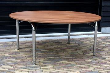 14 x grote ronde eettafel klaptafel metaal houtlook Ø170 cm. beschikbaar voor biedingen