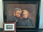 Schilderij portret van twee zusjes 1918, Antiek en Kunst, Ophalen of Verzenden