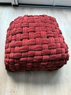 Wijnrode velvet poef - Troubadour - 80x80x35 cm, Ophalen, Gebruikt, Vierkant, 75 tot 100 cm