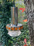 Vintage Massive Hanglampen Jaren 70 Chroom Oranje Glas, Antiek en Kunst, Antiek | Lampen, Ophalen