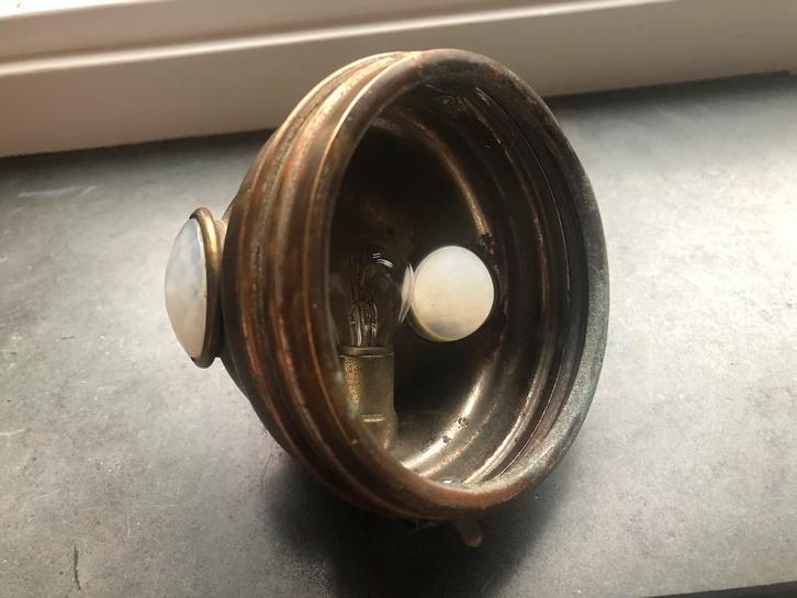 Antieke koplamp van een fiets of motorfiets koper of messing, Antiek en Kunst, Antiek | Overige Antiek, Ophalen of Verzenden