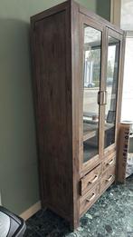 Vitrine kast, Ophalen, 50 tot 100 cm, Zo goed als nieuw, Grenenhout