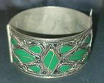 Fraaie ethnisch zilveren Berber armband met groen Marokko, Ophalen of Verzenden, Zo goed als nieuw, Groen, Zilver