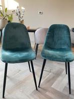2 Velvet Groene Eetkamerstoelen, Ophalen, Twee, Overige kleuren, Zo goed als nieuw